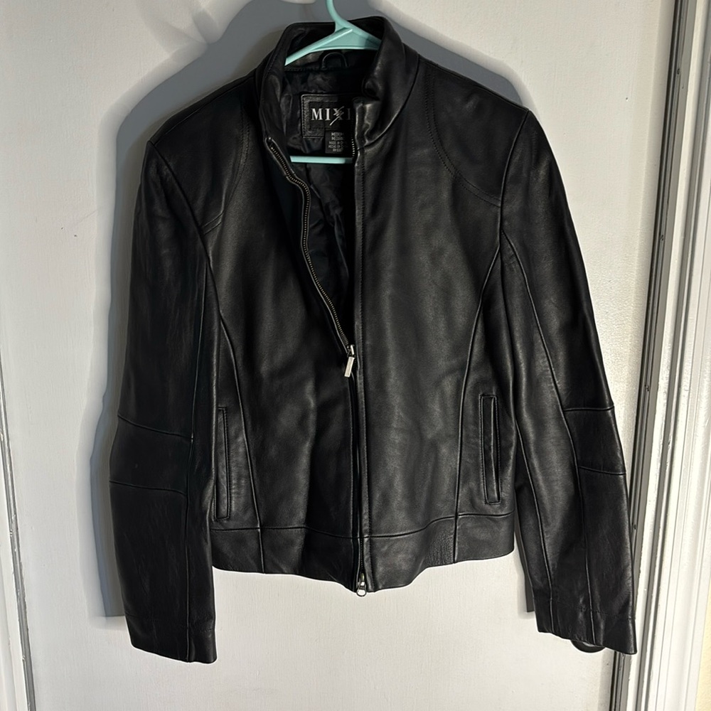 Mix it black leather jacket size medium